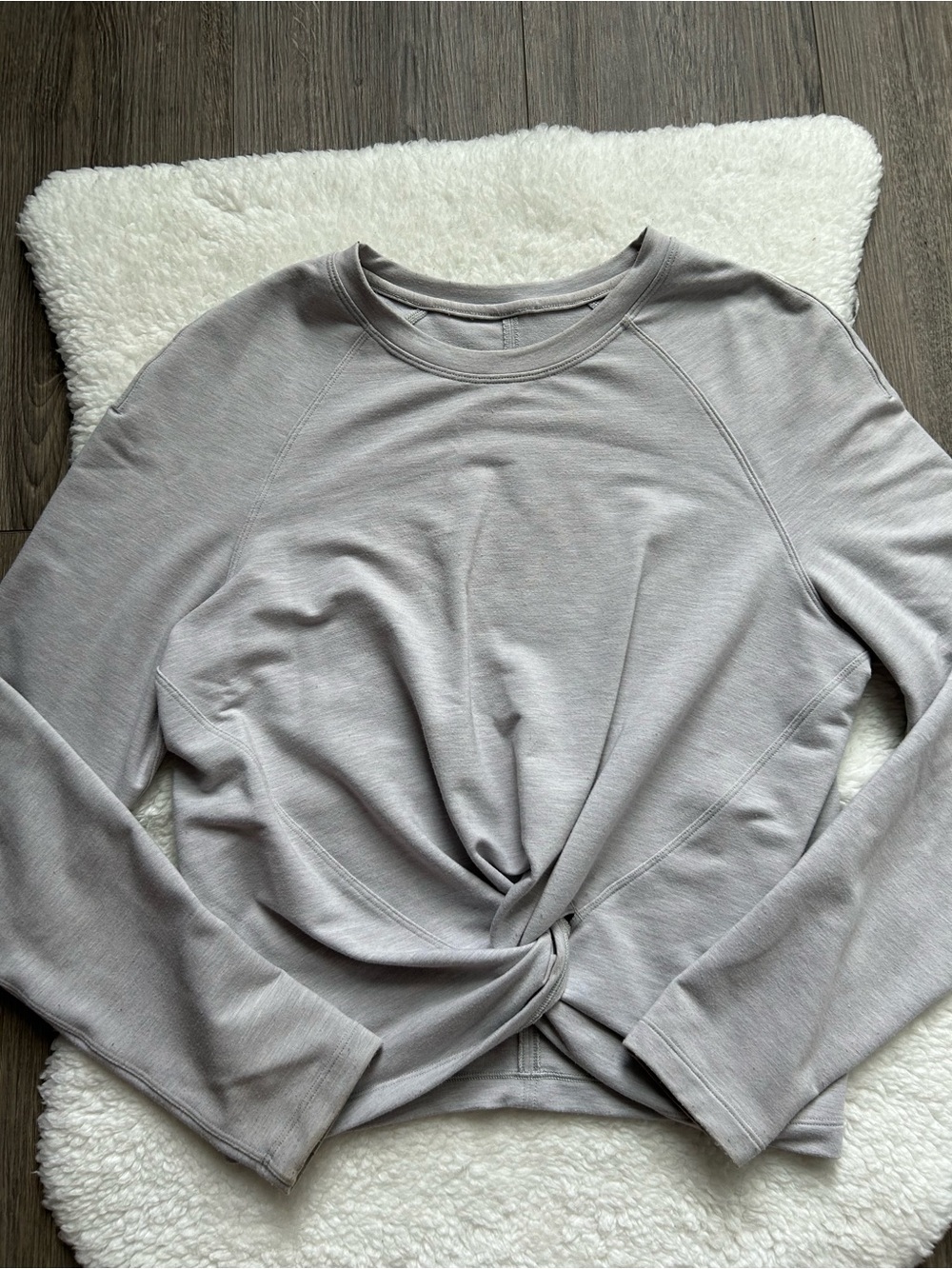 Lululemon Grey Tuck and Gather Pullover Knot Top - Picture 2 of 9